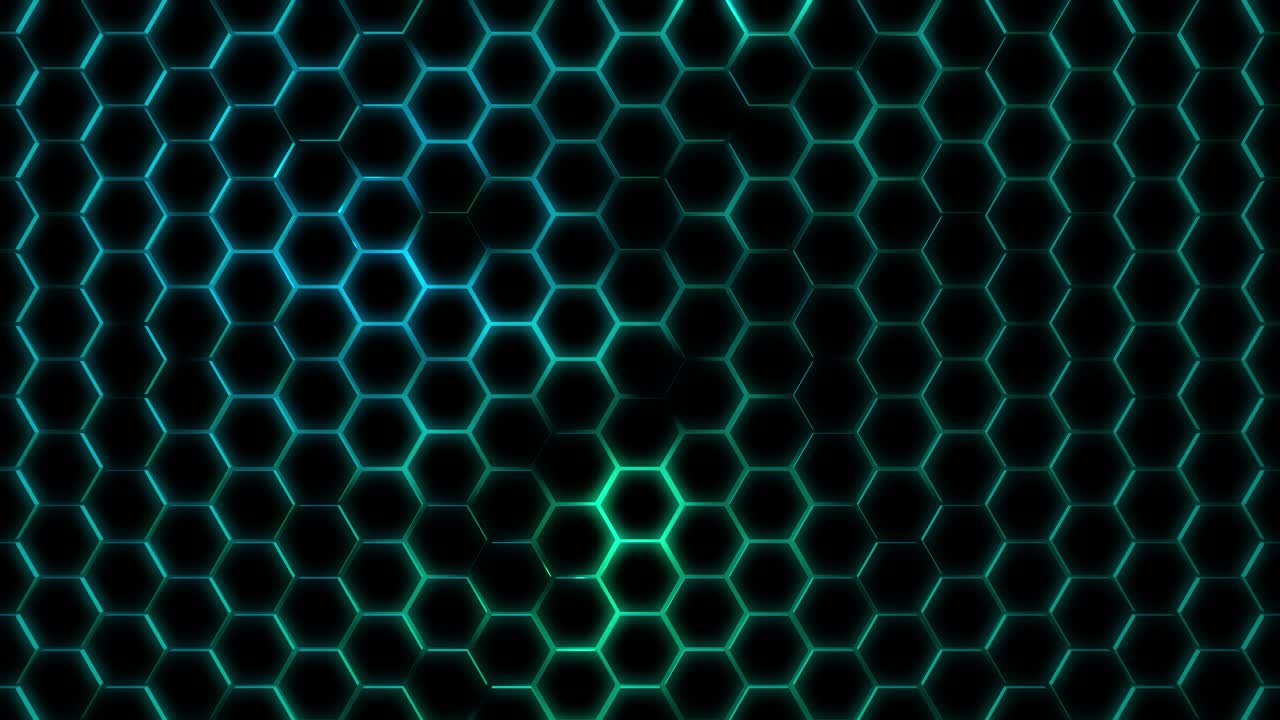 Dynamic graphic background with hexagonal pattern moves in technology environment