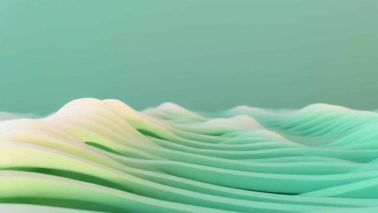 Abstract 3D Animation of Flowing Green Waves
