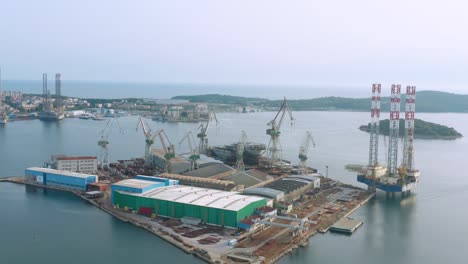 aerial view of shipbuilding company of uljanik in pula, croatia