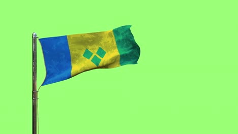 waving flag of saint vincent and the grenadines for anthem day on chroma key screen, isolated