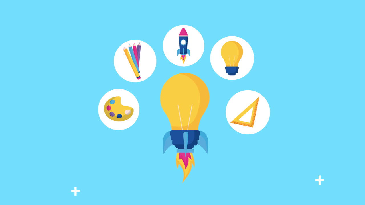 de vuelta a la temporada escolar con lanzador de bombillas y suministros