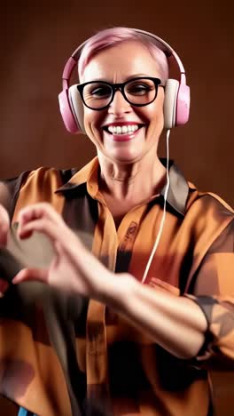 a woman in a brown shirt
