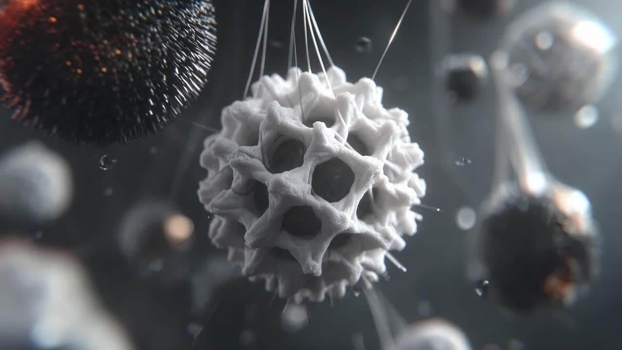 Intricate Details of 3D Microstructures: An Exploration of Cellular Forms in Vivid Suspended Animation within a Hypothetical Liquid Environment