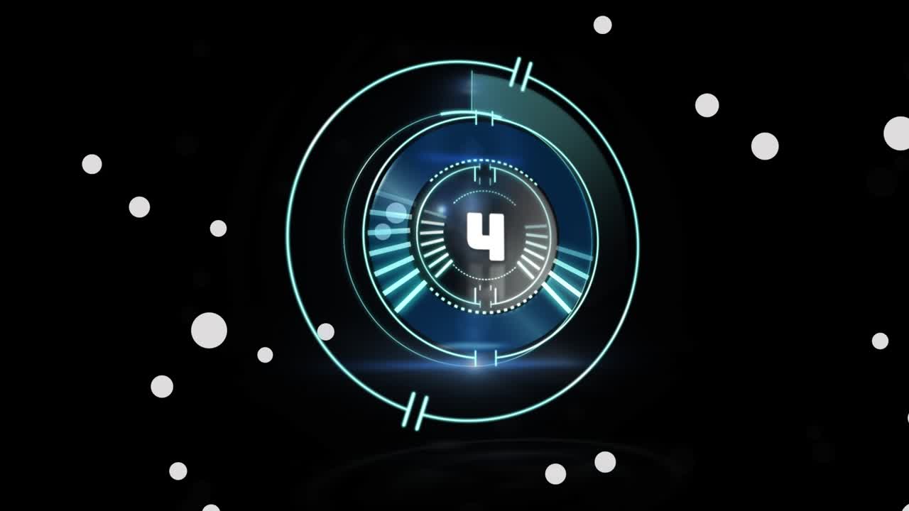 Animation of scope scanning over purple shapes and spots on black background