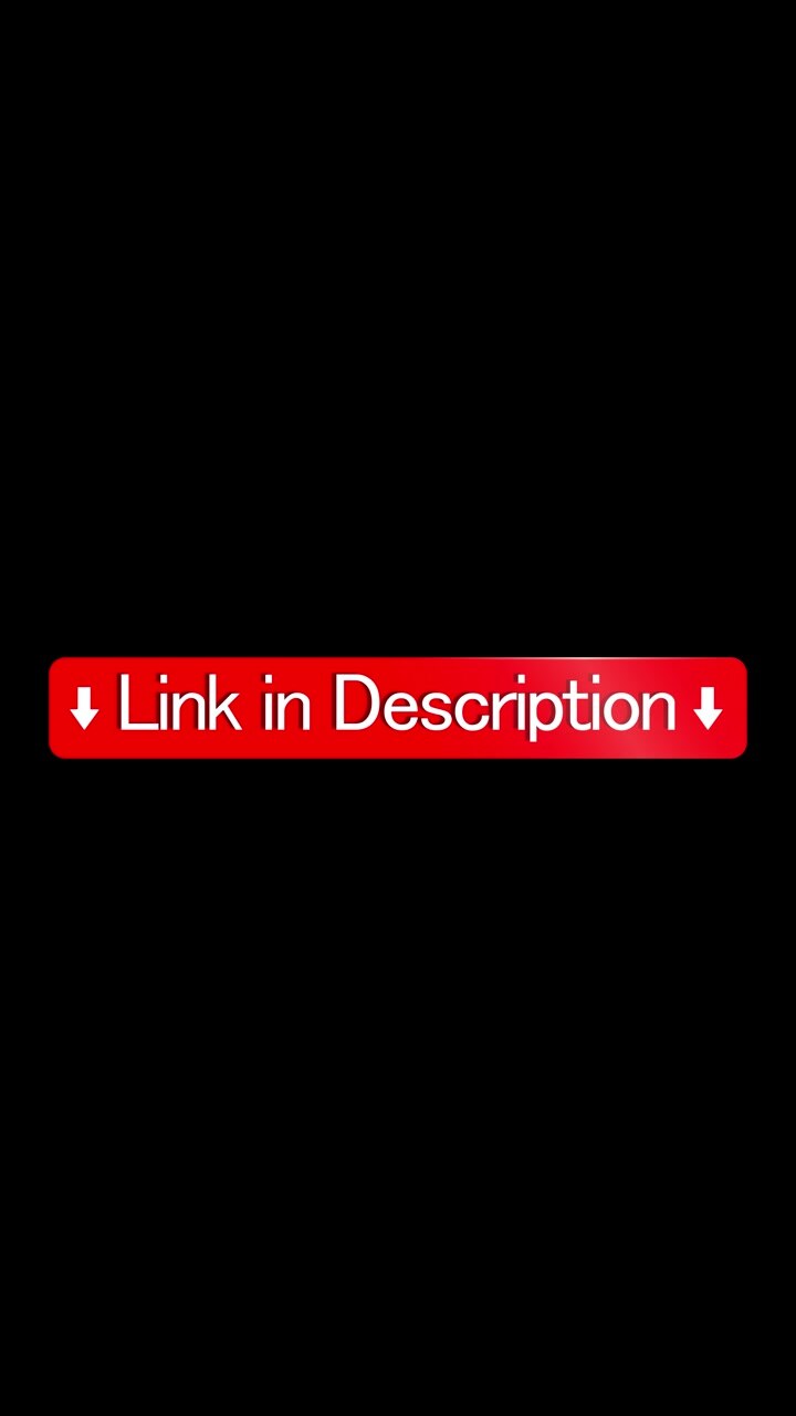 Red link in description button background with white downward arrows bold text and black empty space