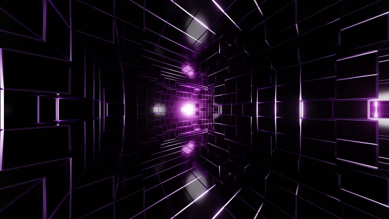 Purple mirrored rotated infinity room with white lighting VJ loop