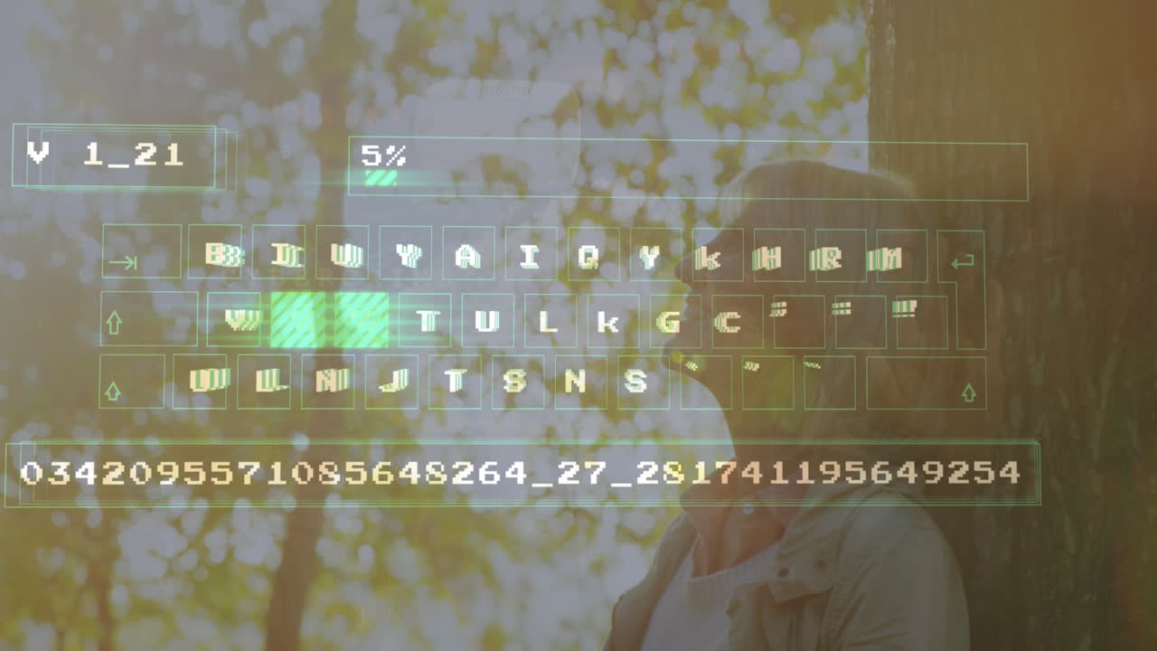 animación del procesamiento de datos sobre la mujer caucásica