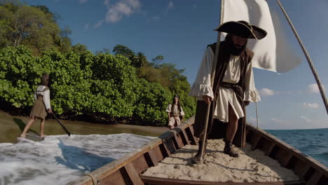 pirates in a wooden boat