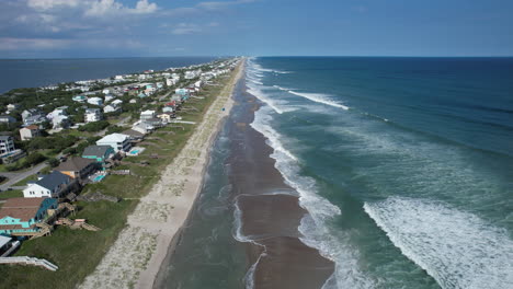 hurricane franklin ocean swells on east coast of united states, wide drone footage, aerial shot