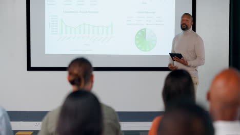 conference, presentation and business people