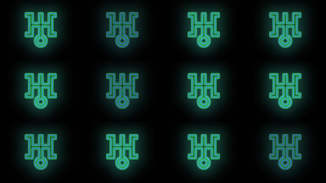 patrón de símbolos verdes de neón japón