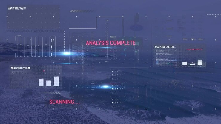 Animation of financial data processing over landscape
