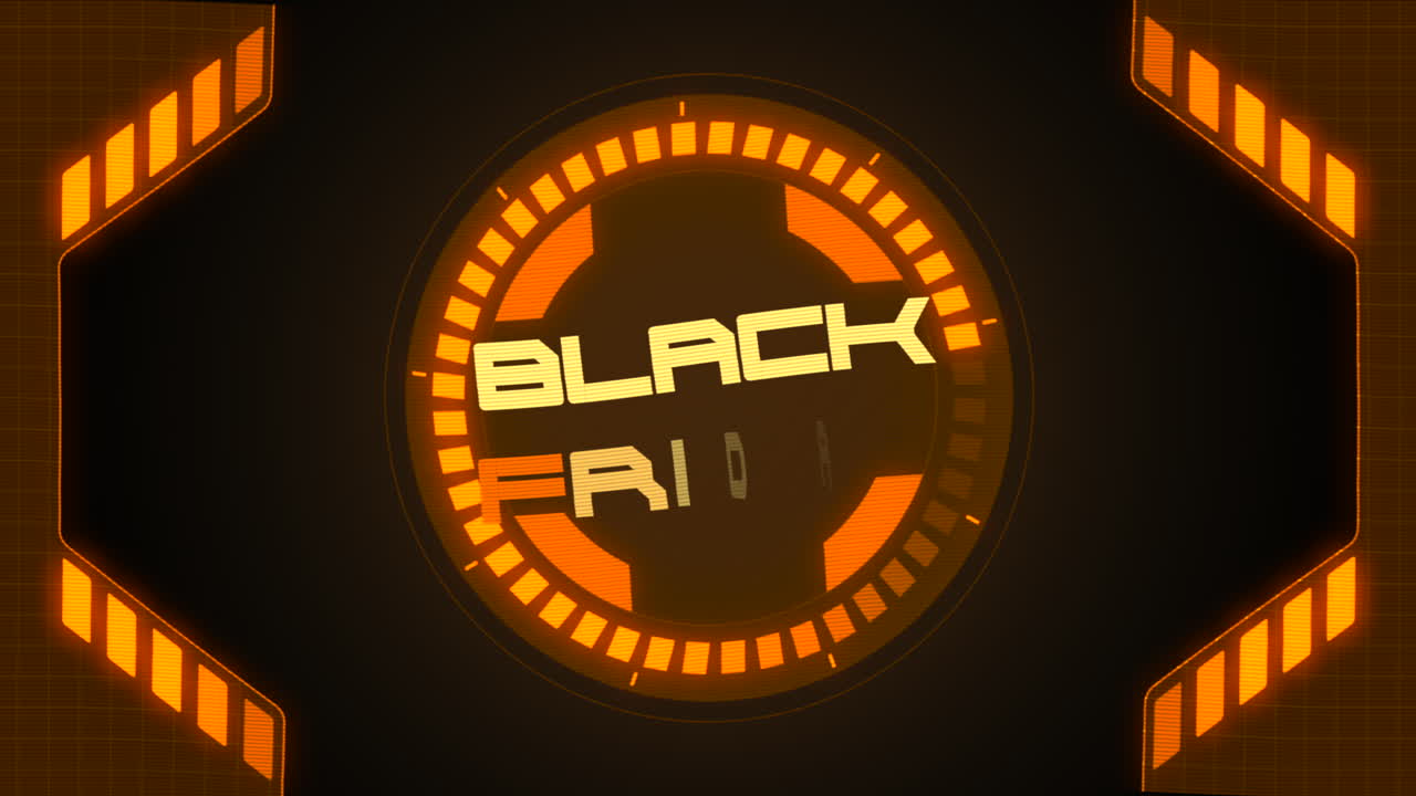 Black Friday con elementi HUD su spazio d'acciaio
