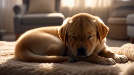 adorable golden retriever puppy sleeping soundly