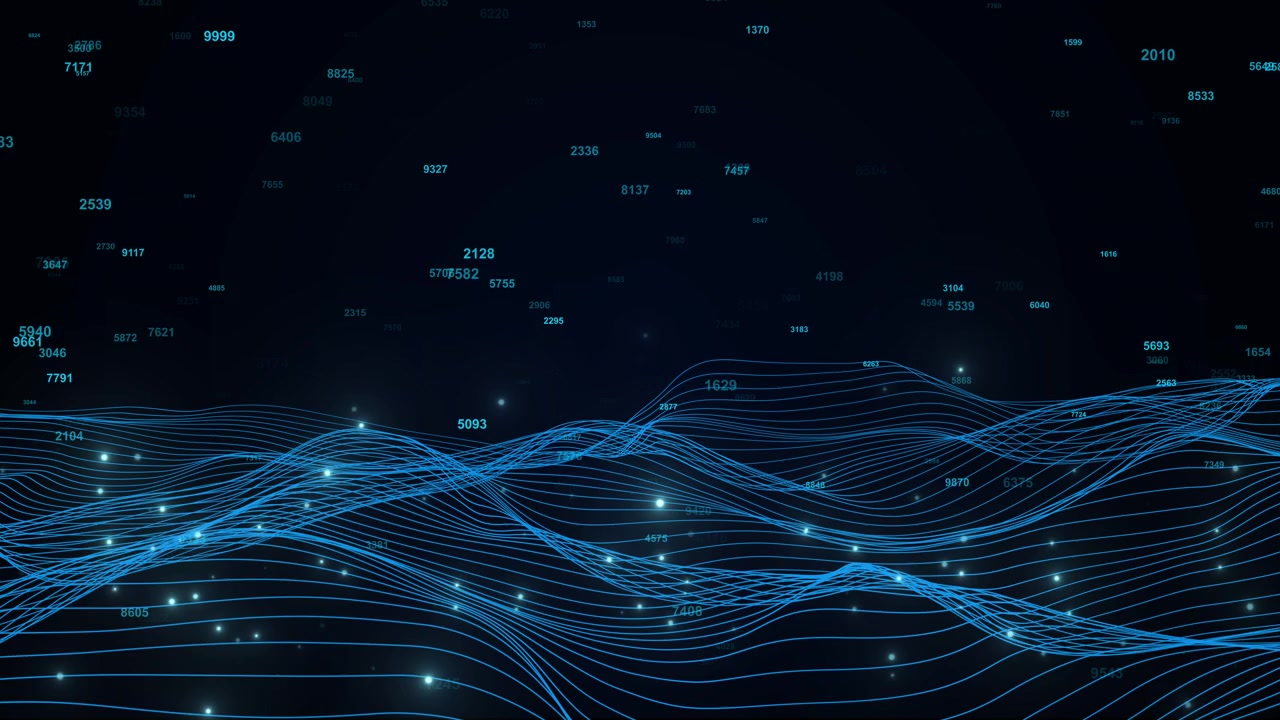 Abstract Digital Data Wave with Floating Numbers