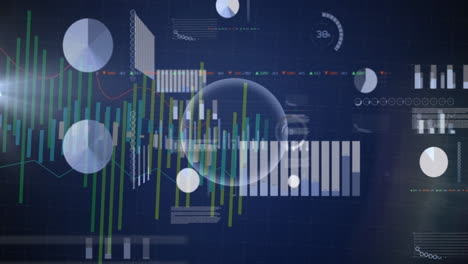 animation of digital interface with data charts and graphs on dark background