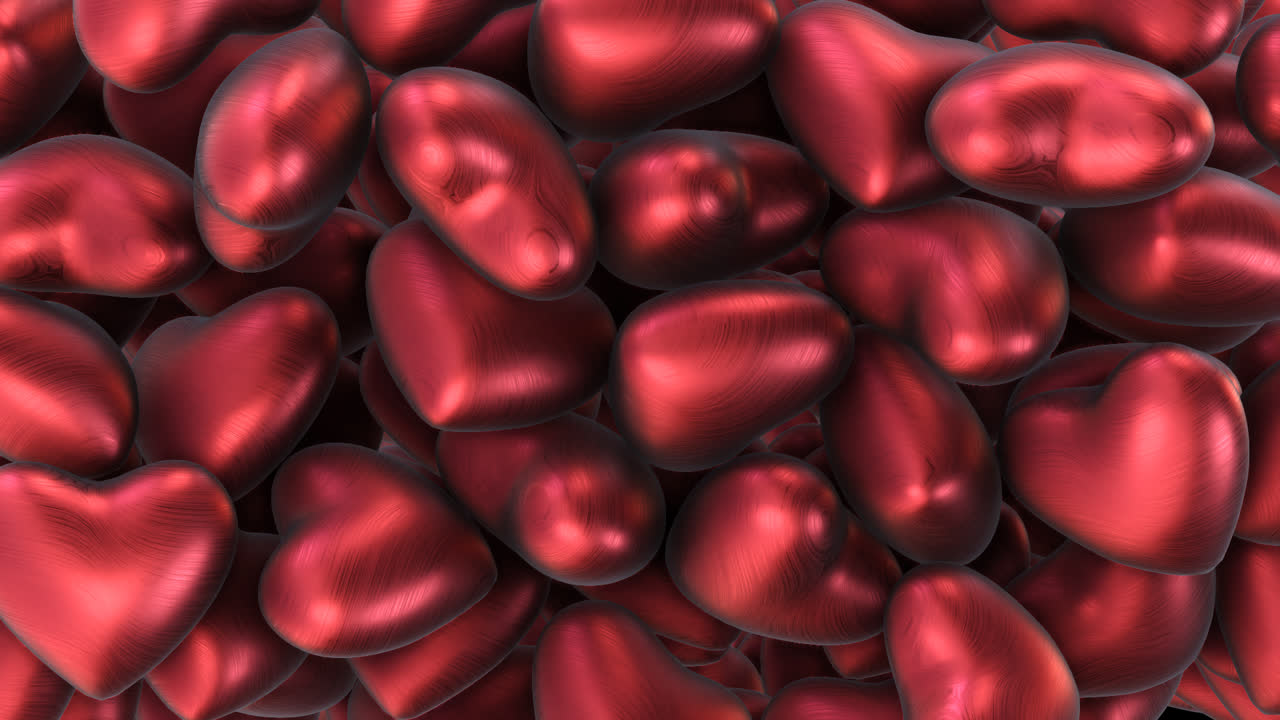 Beautiful transition from a plurality of balloons red heart with alpha channel