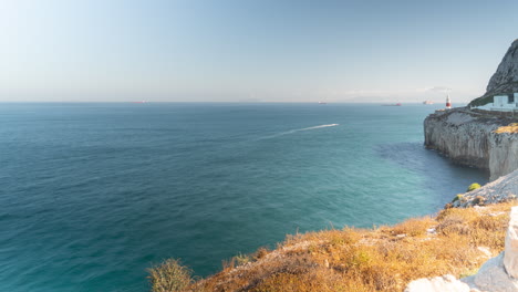 Freighters-sailing-near-coastline-of-Spain