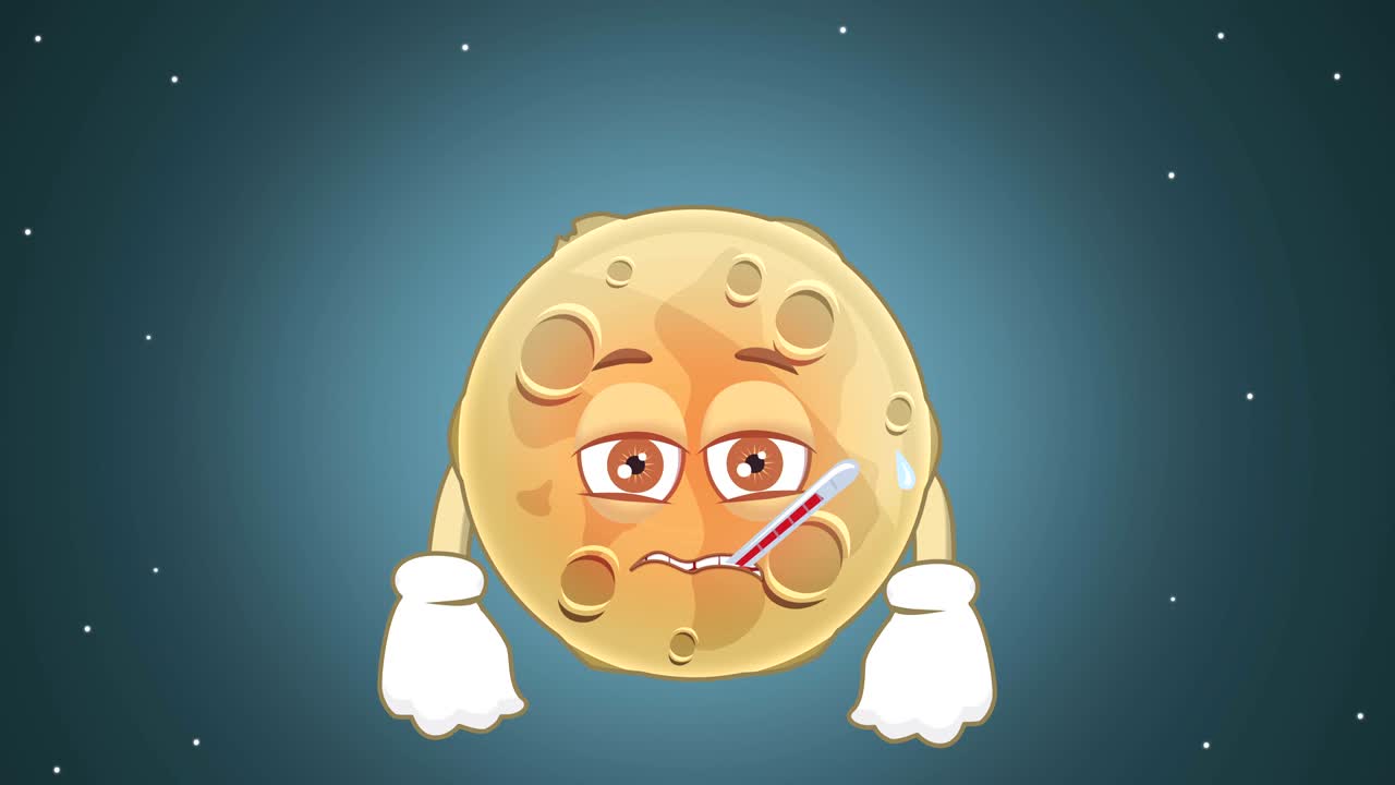 мультфильм милая луна больна больна с анимацией лица с альфа матом