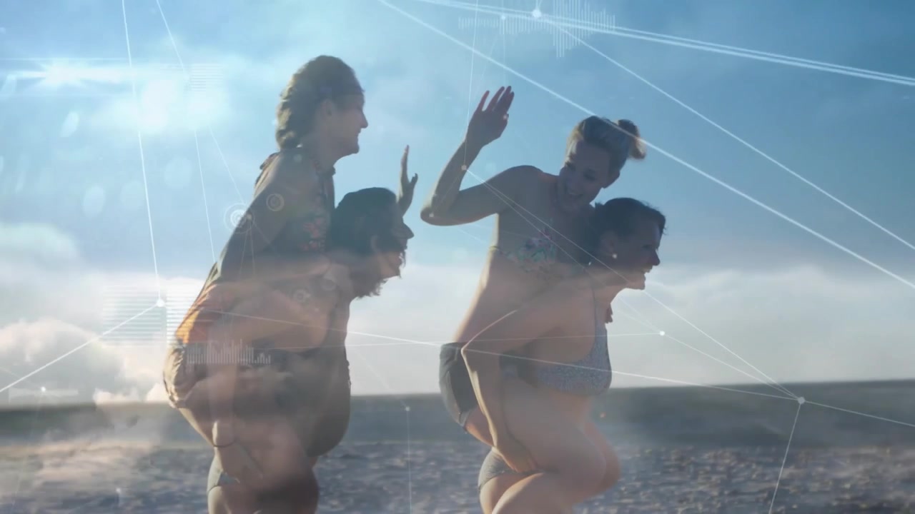 adult women piggybacking friends stepping into sand sparking fitness jog on beach for fun