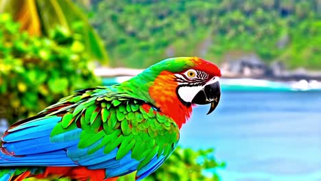 vibrant macaw in a tropical setting