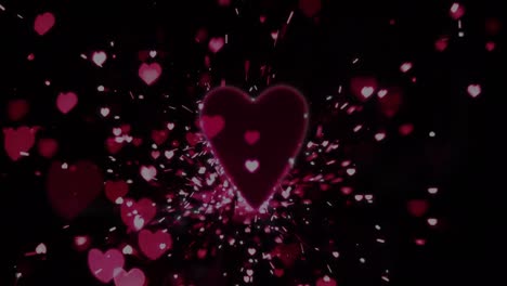 Animation-of-falling-hearts-over-black-background
