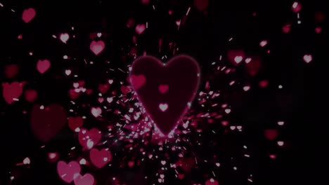 animation of falling hearts over black background