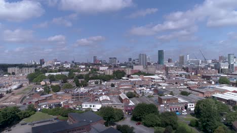 aerial track in shot above birmingham city centre