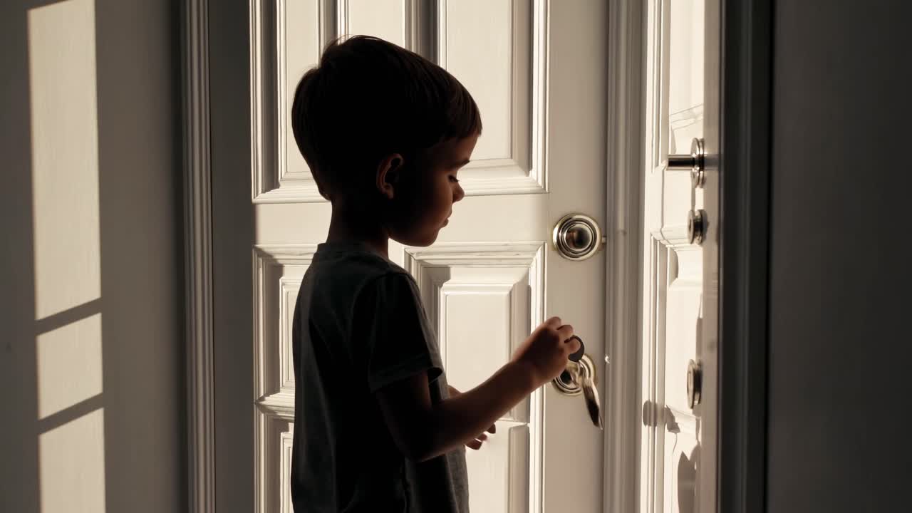Bambino che apre la porta