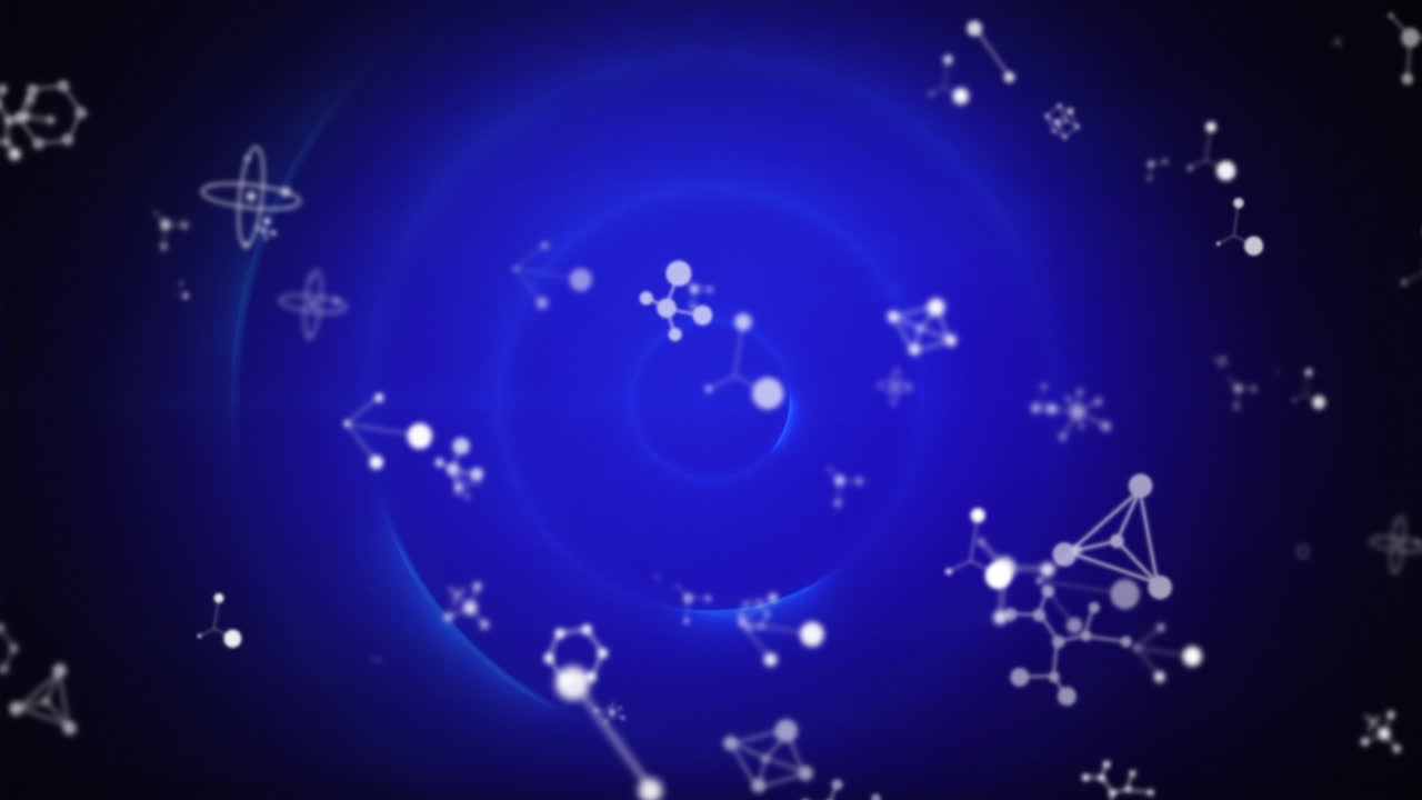 animación del espacio digital con moléculas y explosión