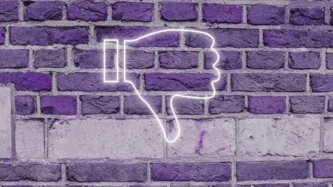 pulgares hacia abajo signo de neón en la pared de ladrillo 4k