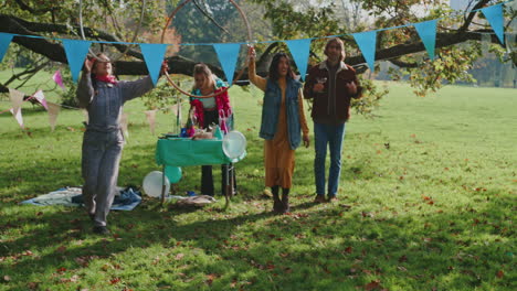 friends enjoying a park picnic