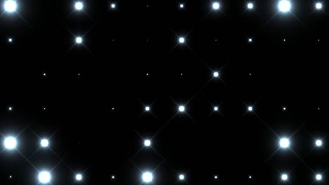 panel de discoteca de animación con lámparas que parpadean luces blancas sobre un fondo negro.