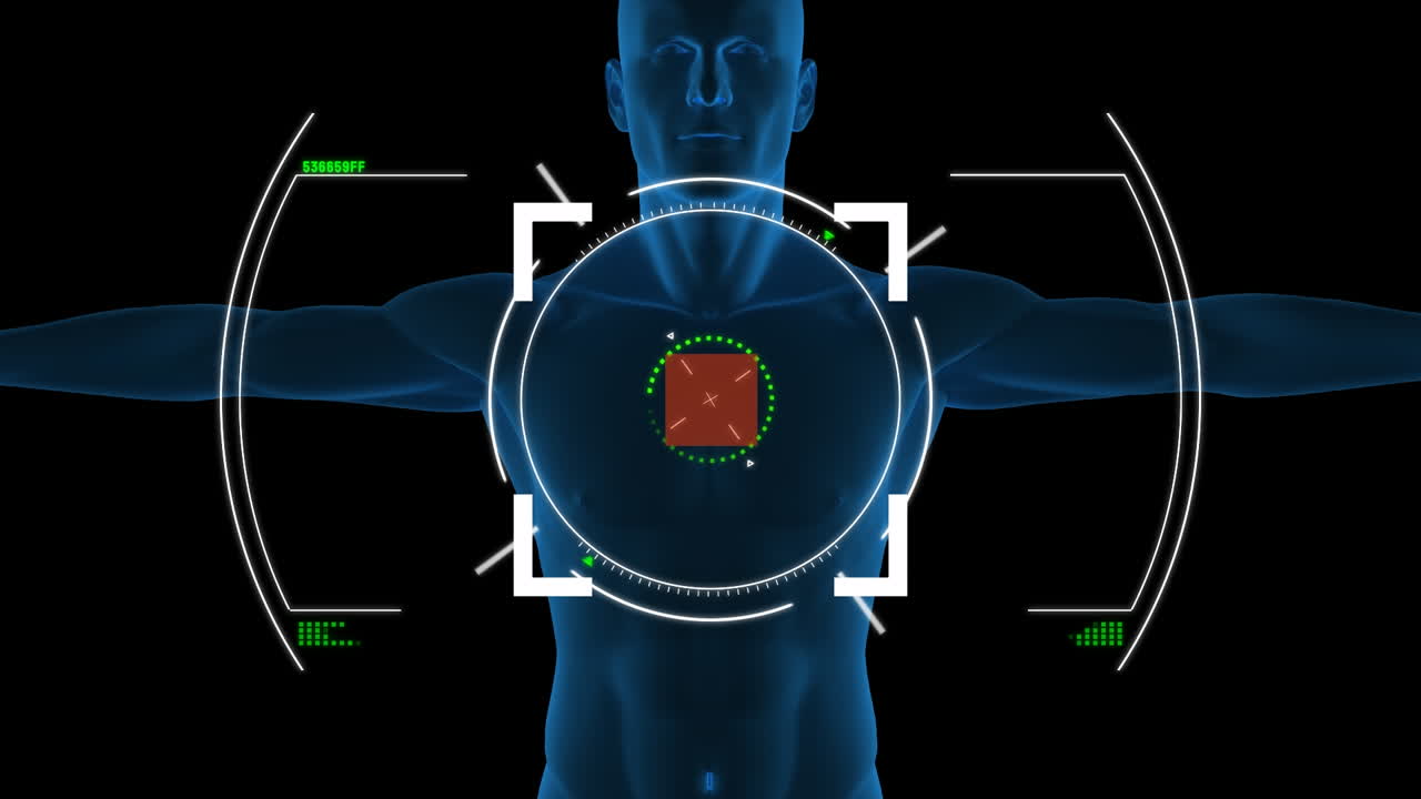 animación del escaneo de alcance sobre el humano digital