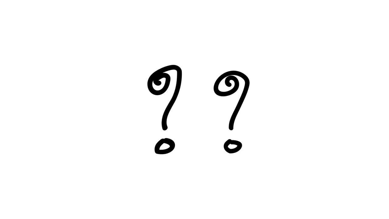 Hand Drawn Black Question Marks on White Background