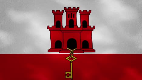 la bandera de gibraltar es densa, el tejido se agita, el fondo se enciende