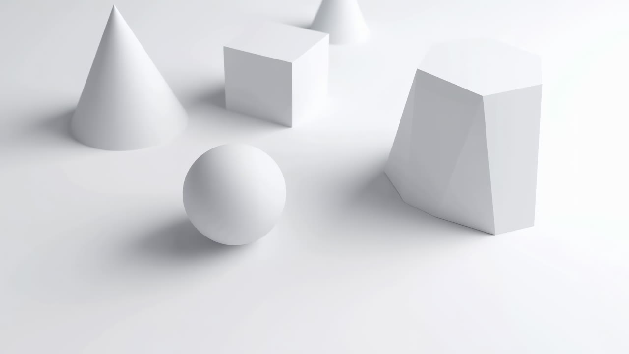 White Geometric Shapes on a Clean Background