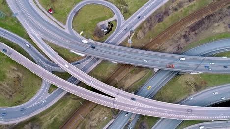 aerial view of a freeway intersection