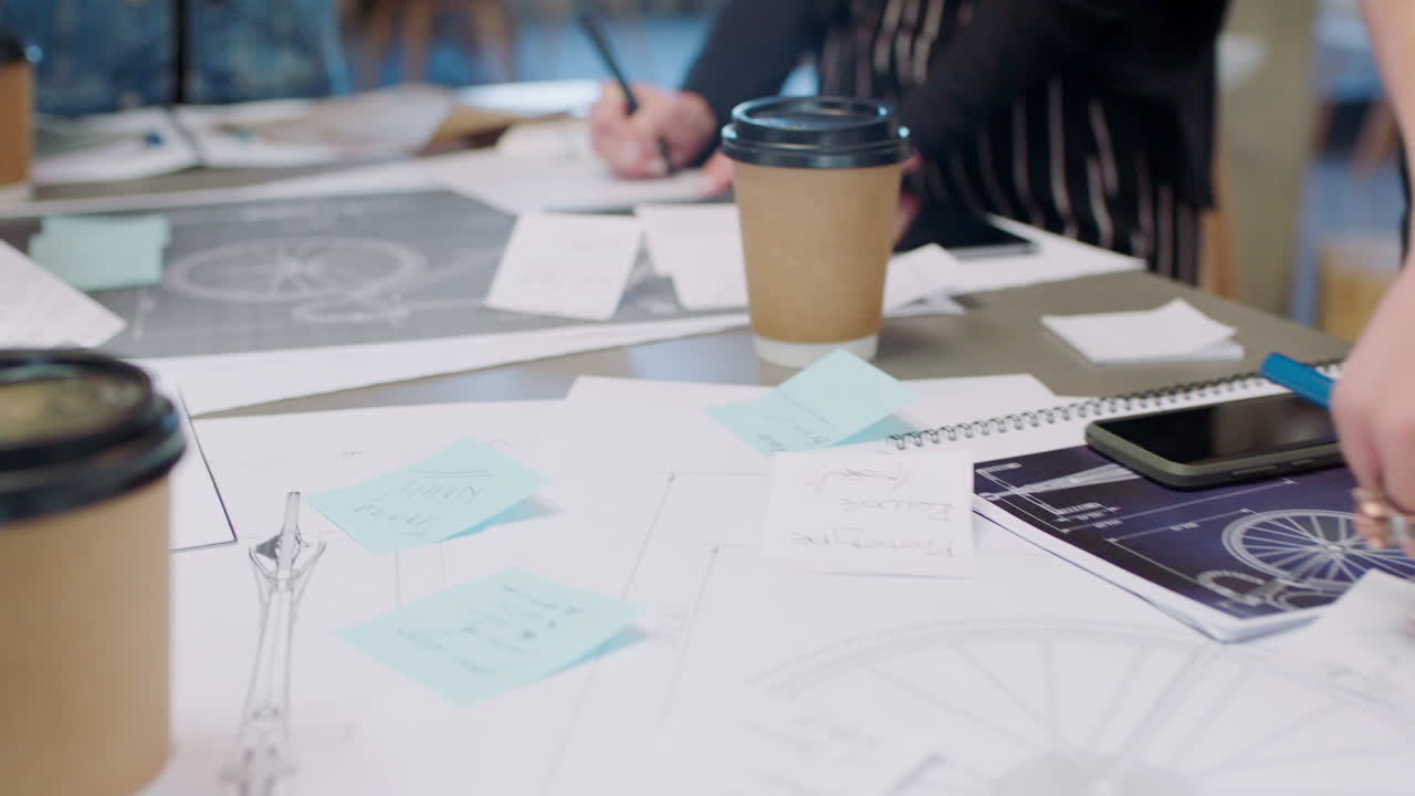 자전거 디자인에 대한 팀 브레인 스토밍 세션