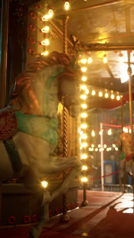 horse carousel spinning in abandoned amusement park