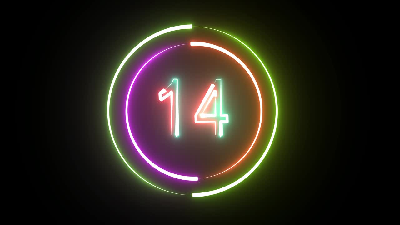 Neon light countdown timer 20-1 seconds