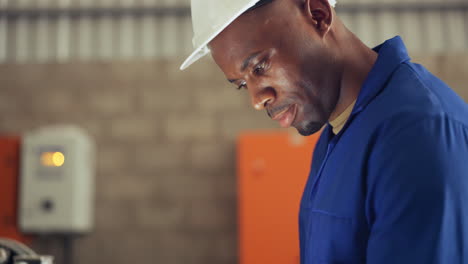 Face,-engineer-and-black-man-construction-worker