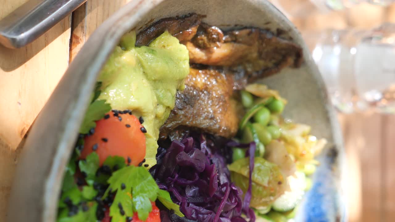 Delicious colorful plant-based bowl