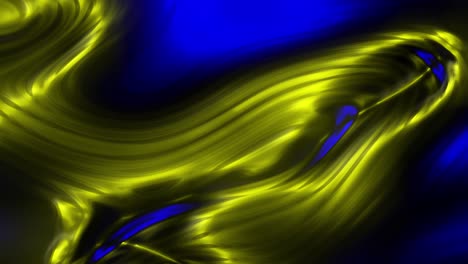 digital abstract animation of blue and yellow colors warping on glass translucent background