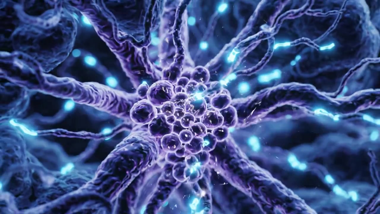 A Stunning Visualization of Neural Networks: A Dynamic and Detailed Representation of Brain Activity with Glowing Neurons in a High-Tech Environment