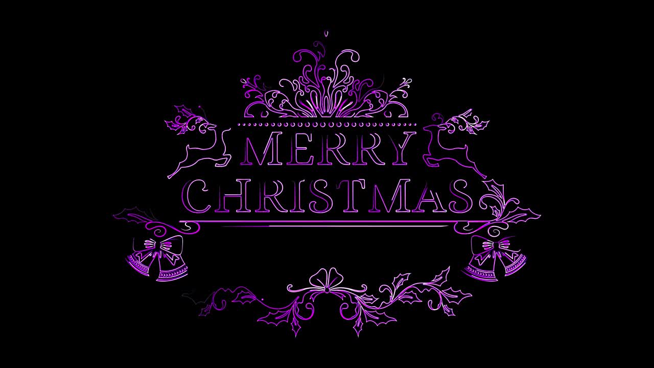 크리스마스 사인보드 애니메이션 모션 네온 라인 4k 아름다운 텍스트 크리스마스 축하