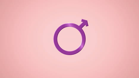 animation of purple female gender symbol on pink background