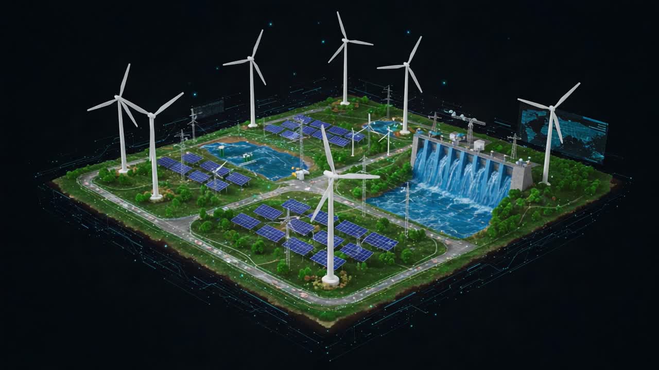 A Comprehensive Overview of Renewable Energy Sources Showcasing Wind and Solar Power Integration with Hydropower and Advanced Infrastructure Design