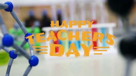 Animation-of-happy-teachers-day-text-over-school-lab