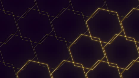 bright and modern hexagonal yellow line pattern on black background